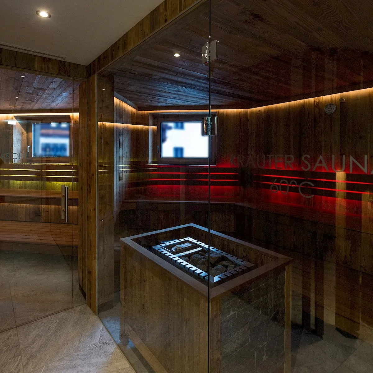 Sauna area | Zirmhof Apartments in Saalbach