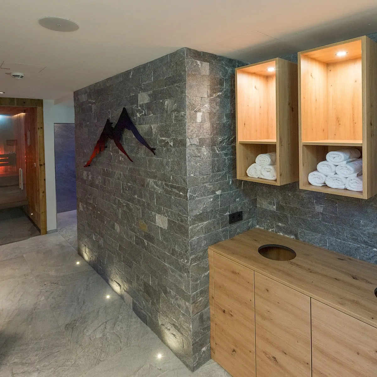 Sauna area | Zirmhof Apartments in Saalbach