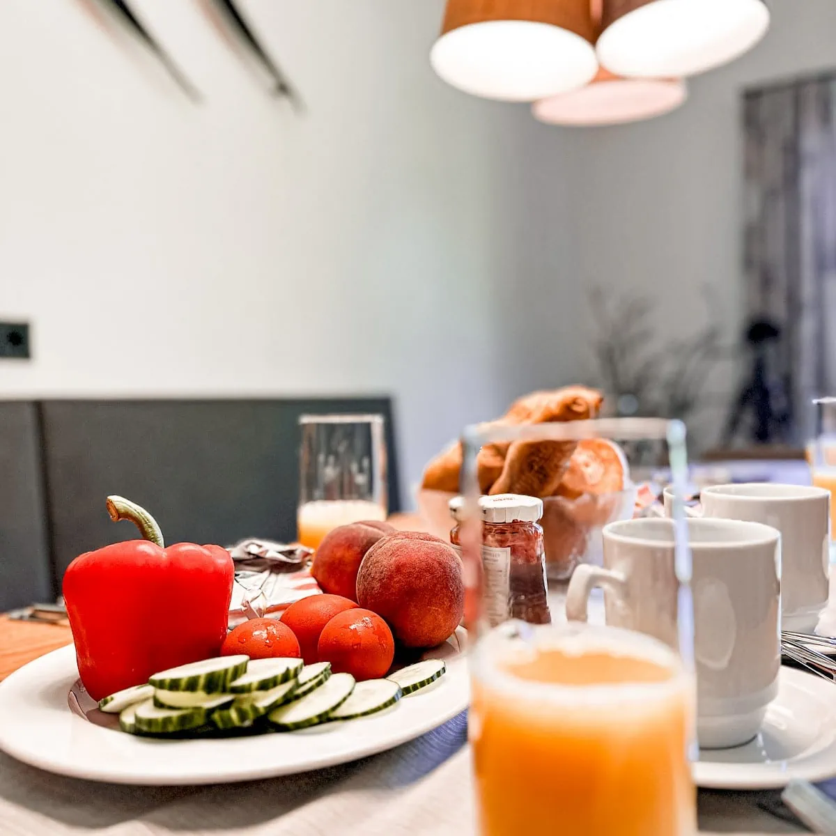 Filled breakfast table in the Zirmhof